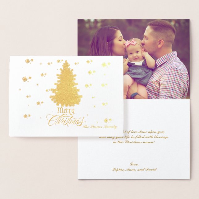 Chic Real Gold Frohe Weihnachten wünscht Custom Fo Folienkarte (Anzeige)