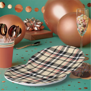 Chic Red Beige Schwarz-weiße Karierte Streifen Mus Pappteller