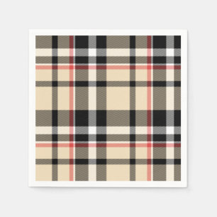 Chic Red Beige Schwarz-weiße Karierte Streifen Mus Serviette