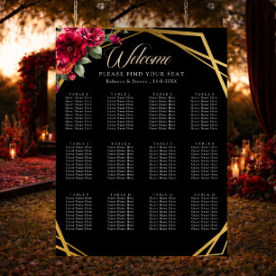 Chic Red Black Blues Hochzeitskarte Poster