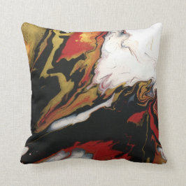 Chic Red Black Gold Abstraktes Kissen mit schwarze