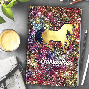 Chic red black iridescent Imitats Glitzer unicorn Notizbuch