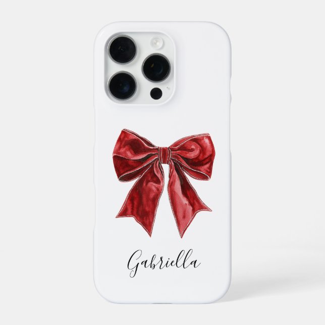 Chic Red Bow Personalisiert iPhone 16 Pro Hülle (Rückseite)