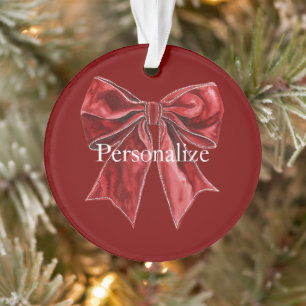 Chic Red Bow Personalisiert Ornament