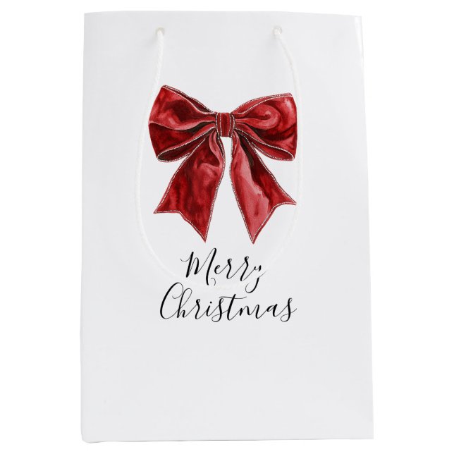 Chic Red Bows Weihnachten Mittlere Geschenktüte (Vorderseite)