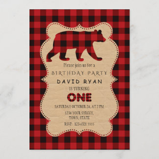 Chic Red Buffalo Flannel Up Karierter Geburtstag Einladung