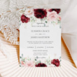 Chic Red Burgundy Blush Pink Roses Blues Hochzeit Einladung<br><div class="desc">Personalisieren Sie diese elegante Hochzeitseinladung mit Ihrer eigenen Formulierung einfach und schnell, drücken Sie einfach den Knopf Anpassen, um den Stil und die Platzierung des Textes weiter zu gestalten und zu formatieren. Diese schicke Einladung besticht durch schöne Aquarellbordeauxrot, Rosen mit Rosa und Rosen mit Rosa und farbenfrohen grünen und goldenen...</div>