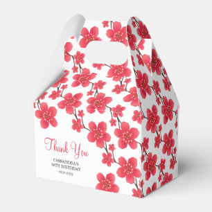 Chic Red Cherry Blossom Floral Botanical Birthday Geschenkschachtel