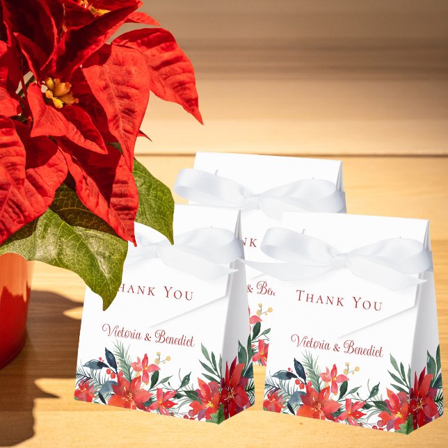 Chic Red Christmas Poinsettia Floral Wedding Party Geschenkschachtel (Von Creator hochgeladen)