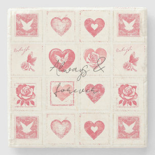 Chic Red Cream Valentine Liebe Wedding Steinuntersetzer