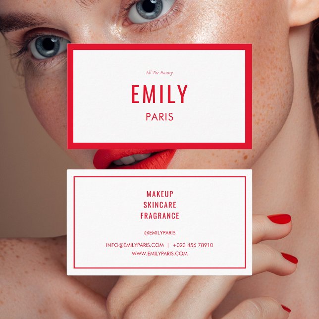 Chic Red Fashion Stylist / Beauty Business Card Visitenkarte (Von Creator hochgeladen)