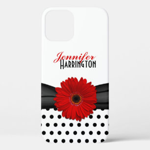 Chic Red Gerbera Daisy Polka Dot title_seo2