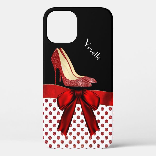 Chic Red Glitzer Stilettos Case-Mate iPhone Hülle (Rückseite)