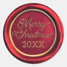 Chic Red & Gold Frohe Weihnachts-Wachs Siegel Stic