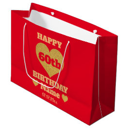 Chic Red & Gold Glitzer Herzlichen Glückwunsch 60. Große Geschenktüte