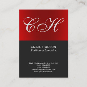 Chic Red Gray Monogram Berufliche Visitenkarte