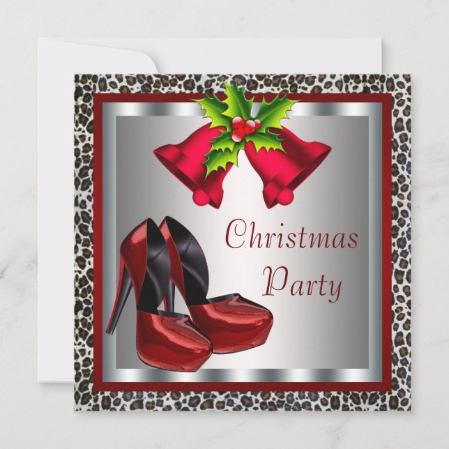 Chic Red High Heel Shoes Weihnachtsfest Party Einladung (Vorderseite)
