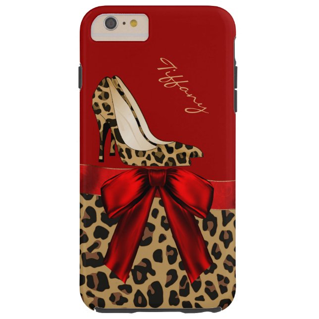 Chic Red & Jaguar Print iPhone 6 Plus Fall Case-Mate iPhone Hülle (Rückseite)