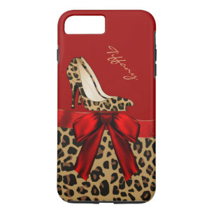 Chic Red & Jaguar Print iPhone 7 Plus Coque