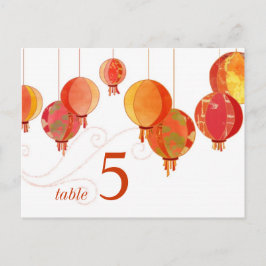 Chic Red Lanterns White Wedding Tischnummer