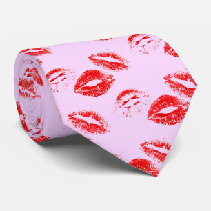 Chic Red Lip Imprimer Cravate sur lavender Arrière