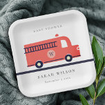 Chic Red Navy Fire Truck Motor Baby Shower Pappteller<br><div class="desc">Wenn Sie weitere Anpassungen benötigen,  schreiben Sie mir bitte an yellowfebstudio@gmail.com.</div>