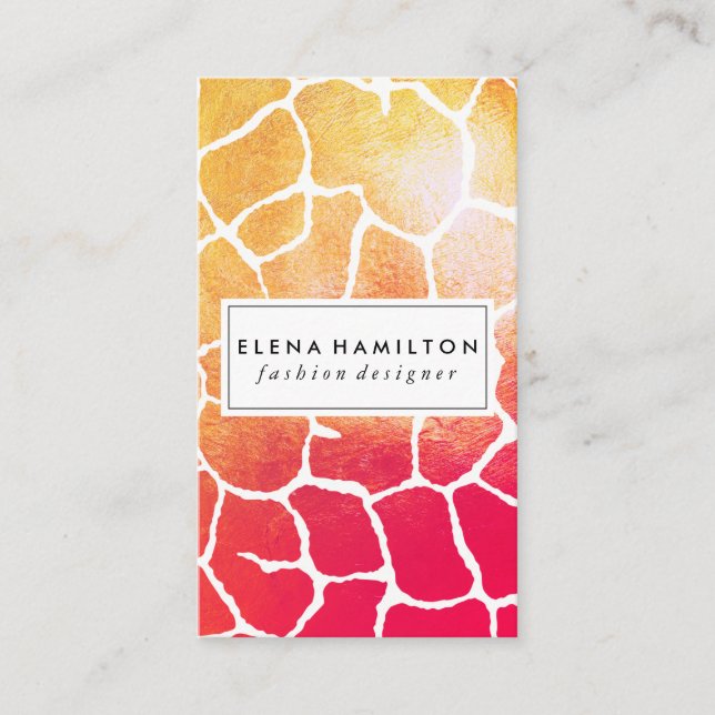 Chic Red Orange Muster Visitenkarte (Vorderseite)