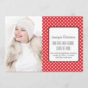 Chic Red Polka Dots Abschluss Einladung