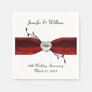Chic Red Ribbon und Herz Custom Paper Napkins Serviette