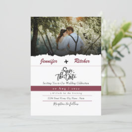 Chic Red Ruby Save the Date, platzieren Sie Ihr Fo Einladung
