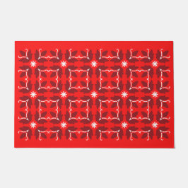 Chic Red Tile Blume Muster große Tor Mat Fußmatte