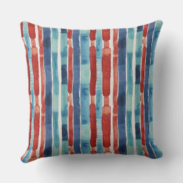 Chic Red Turquoise Blue Strip Wasserfarbmuster Kissen