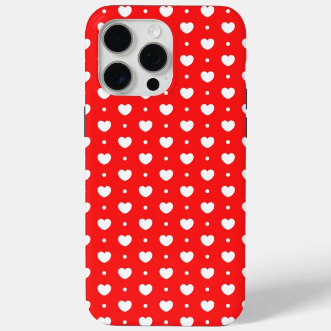 Chic Red White Hearts Girl iPhone 15 Coque (Verso)