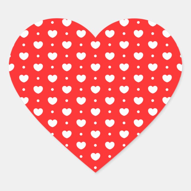 Chic Red White Hearts Pattern Girl Stickers (Vorderseite)