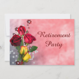 Chic Red & Yellow Roses Retirement Party Einladung