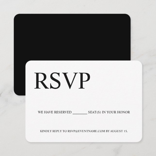 Chic Reservierte Sitzplätze Unternehmen - Digital  RSVP Karte (Vorne/Hinten)