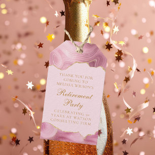 Chic Retirement Party Pink Gold Agate Custom Geschenkanhänger
