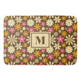 Chic Retro 70er Groovy Hippie Blume Monogramm Badematte