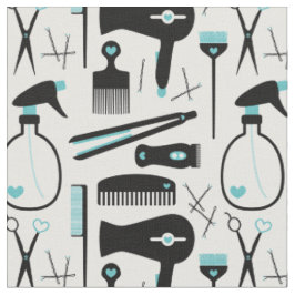 Chic Retro Aquamarinen Schwarz-weißen Haarsalon To Stoff