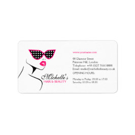 Chic Retro Black Pink Polka Dot Sonnenbrille Schön Adressaufkleber