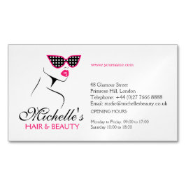 Chic Retro Black Pink Polka Dot Sonnenbrille Schön Magnetische Visitenkarte