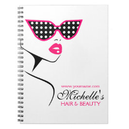Chic Retro Black Pink Polka Dot Sonnenbrille Schön Notizblock
