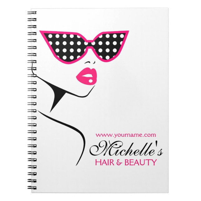 Chic Retro Black Pink Polka Dot Sonnenbrille Schön Notizblock (Vorderseite)