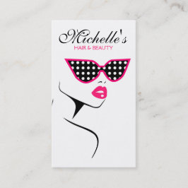 Chic Retro Black Pink Polka Dot Sonnenbrille Schön Visitenkarte