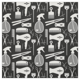 Chic Retro Black & White Hair Salon Tools Stoff