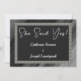 Chic Retro Black & White Pearls Save The Date