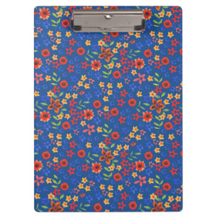 Chic Retro Blumenprint auf blauem Acryl-Clipboard Klemmbrett