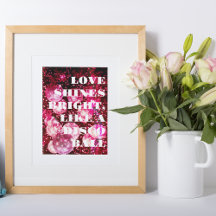 Chic Retro Bold Disco-Kugel Rosa Wandkunst