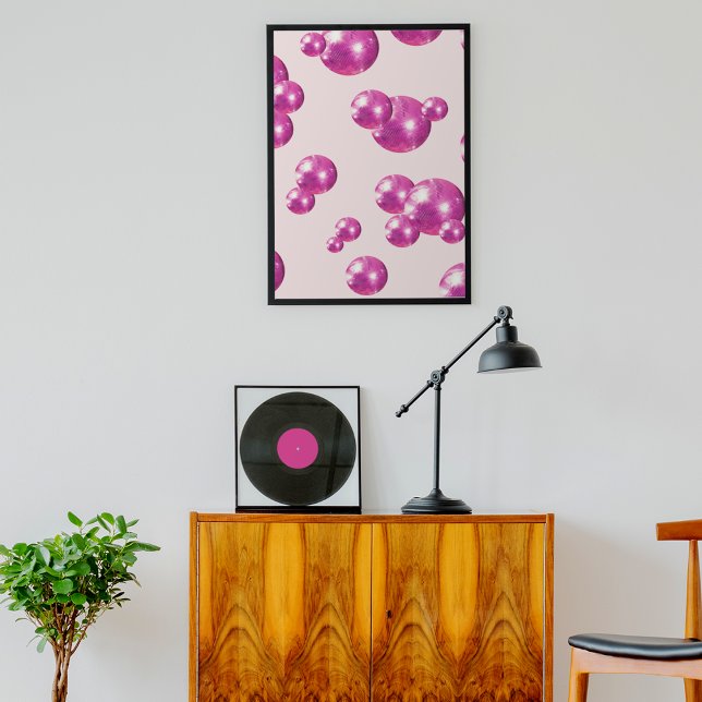 Chic Retro Bold Diskothek Balls Rosa Poster (Front)