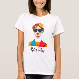 Chic Retro Fashion Portrait T-Shirt